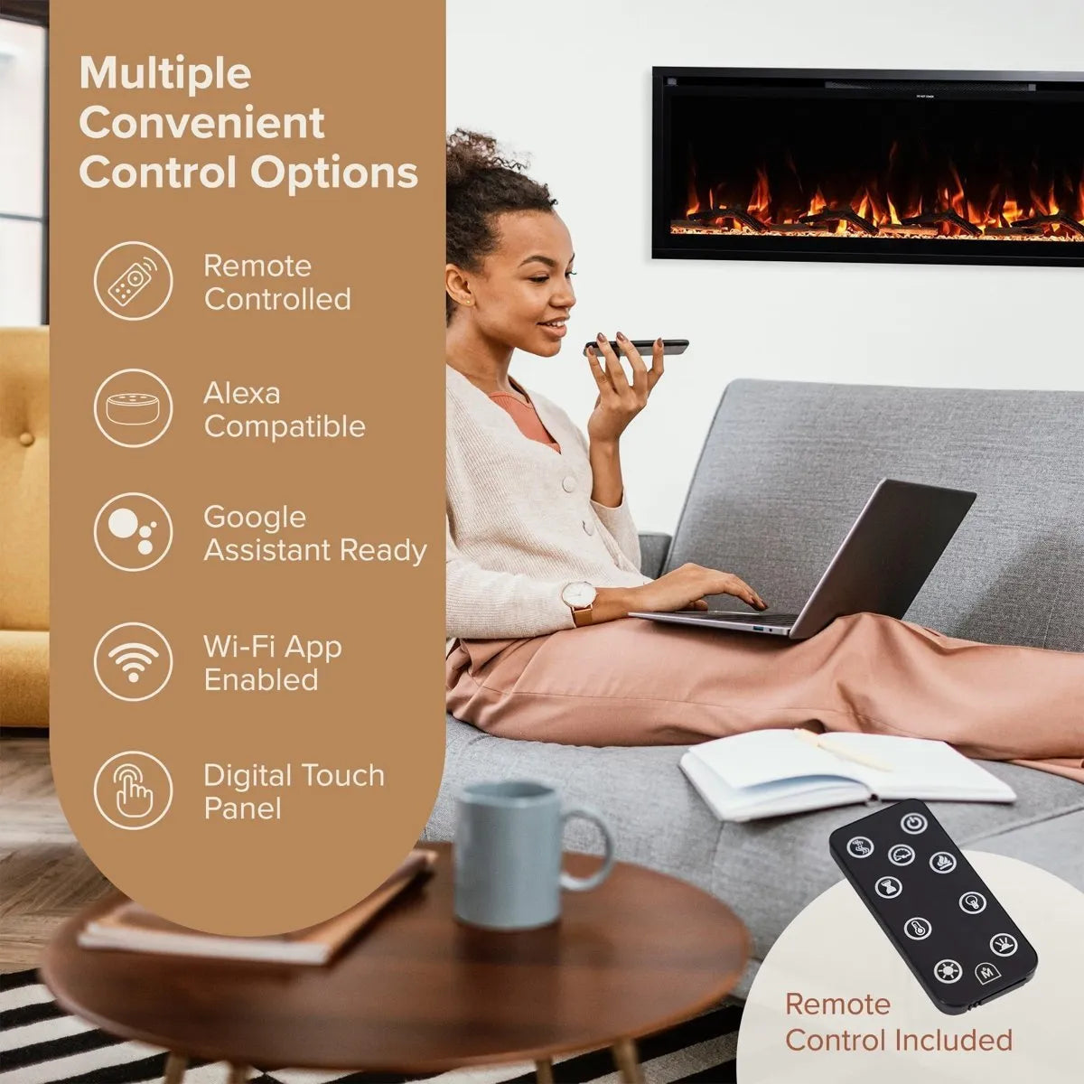 Modern Ember Aerus 50-in Smart Linear Electric Fireplace