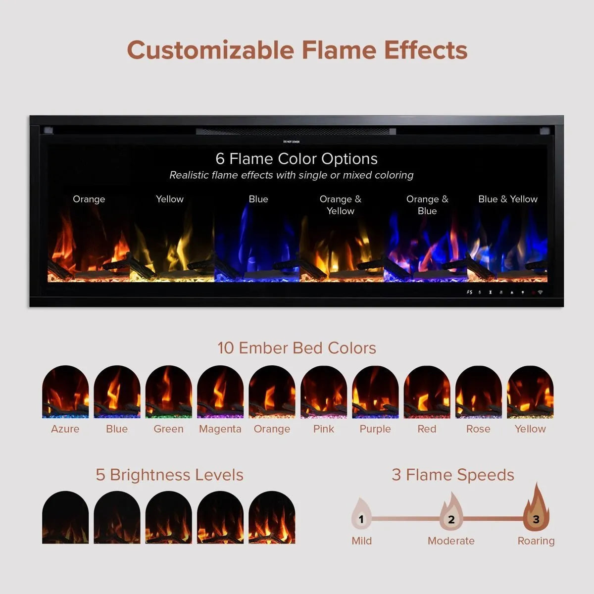 Modern Ember Aerus 50-in Smart Linear Electric Fireplace
