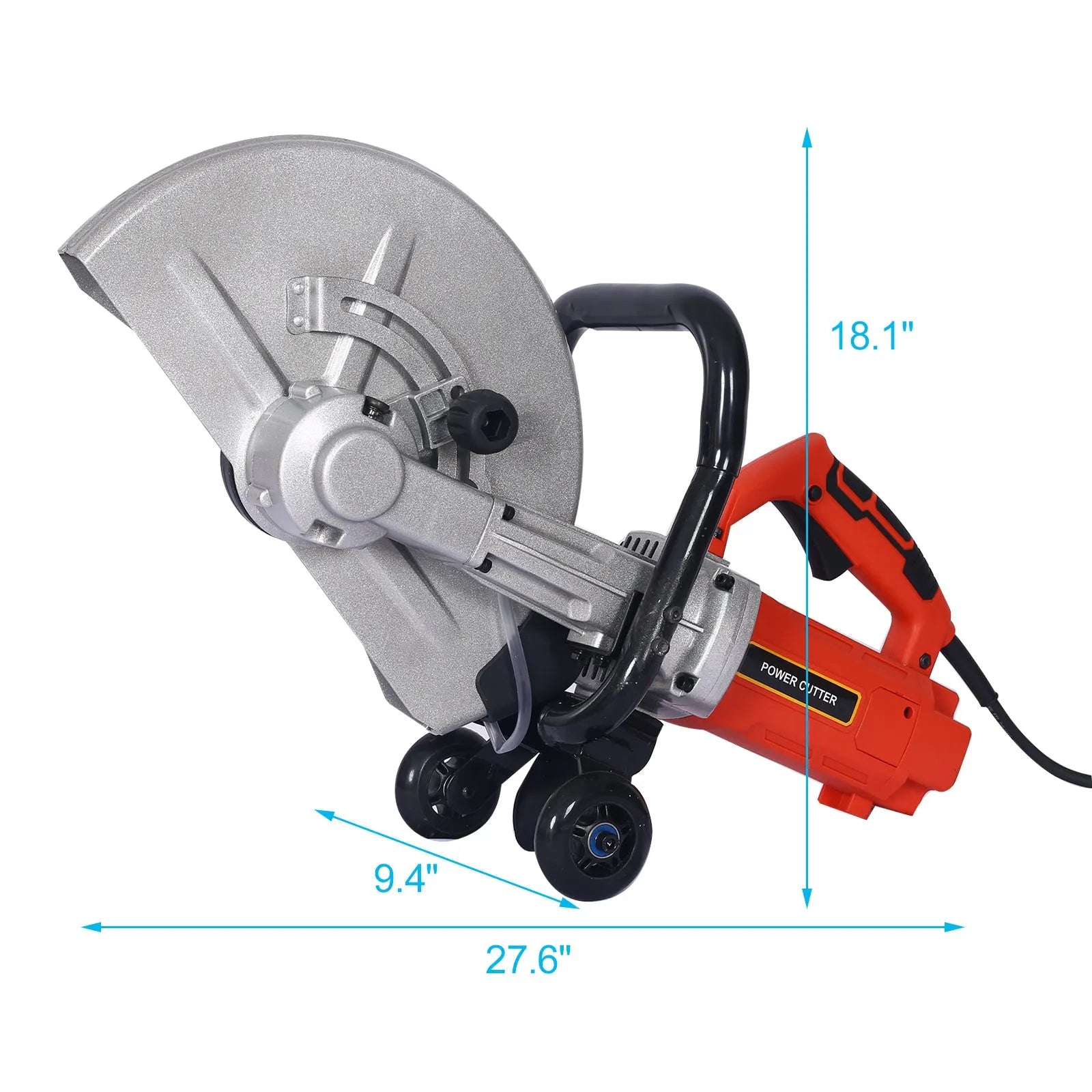 Electric 14″ Wet/Dry Concrete Cut-Off Saw with Guide Roller &amp; Water Line Attachment