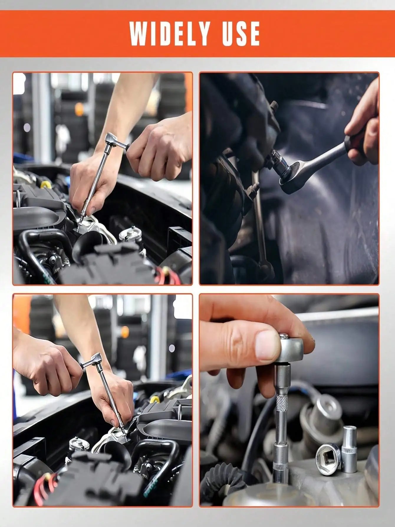 Part-driven Socket Claw Ratchet Wrench Tool Set, With Drill Socket Set Metric