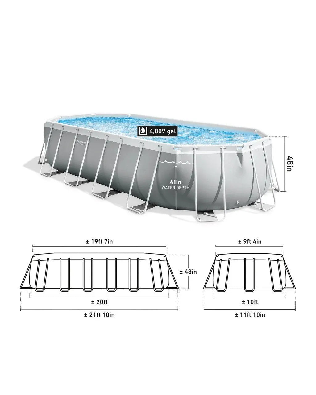 Prism Frame™ 20′ x 10′ x 48″ Oval Above Ground Pool Set