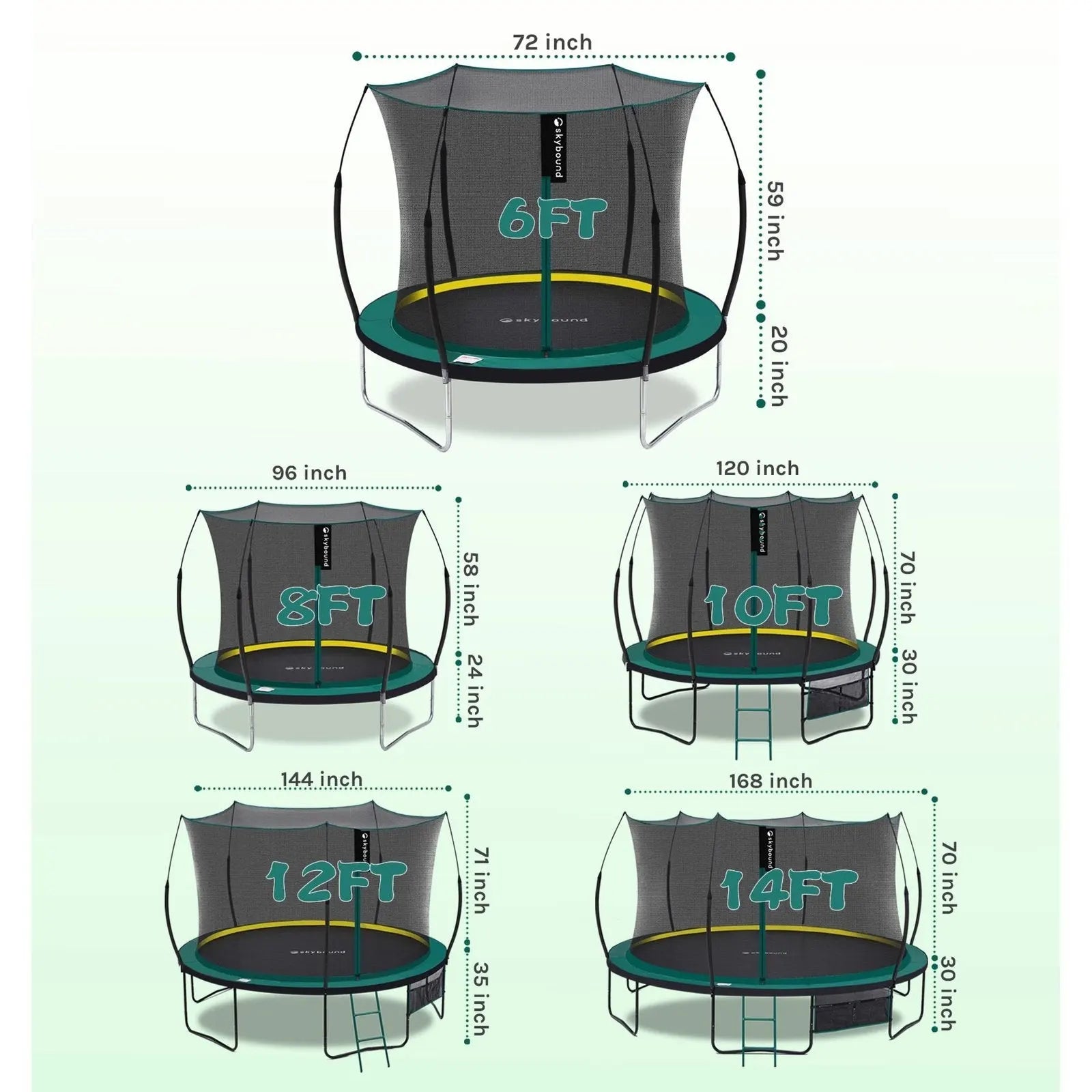 SkyBound 6ft outdoor Trampoline without springs, toddler springless trampoline with net for Kids and Adults, springless Trampoline with Enclosure for Backyard Indoor and Outdoor