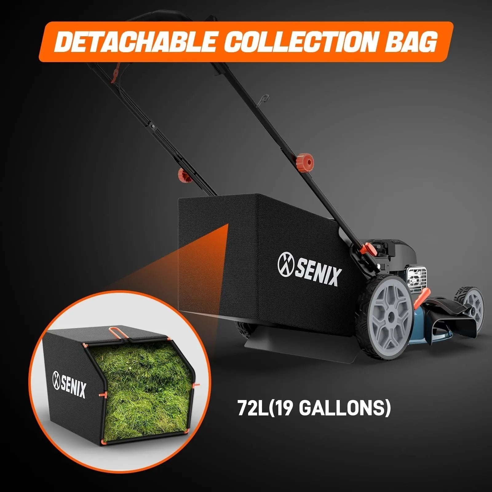SENIX LSSG-H2 22-Inch Self Propelled Gas Lawn Mower with 163 cc 4-Cycle Engine