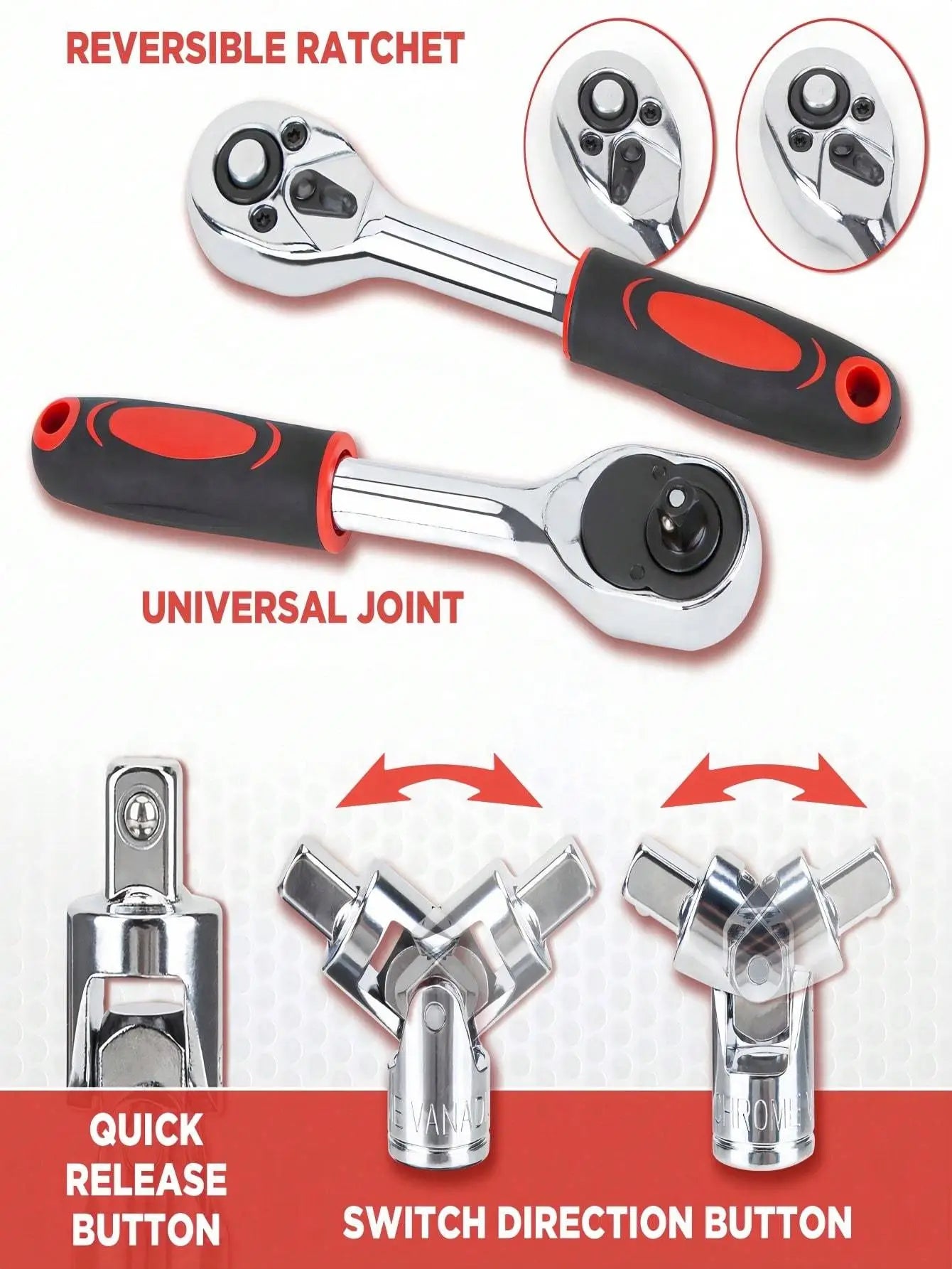 Part-driven Socket Claw Ratchet Wrench Tool Set, With Drill Socket Set Metric
