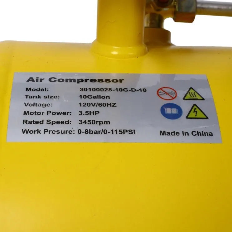 4.5HP Portable 13-Gallon Oil-Lubricated Air Compressor with Adjustable Pressure