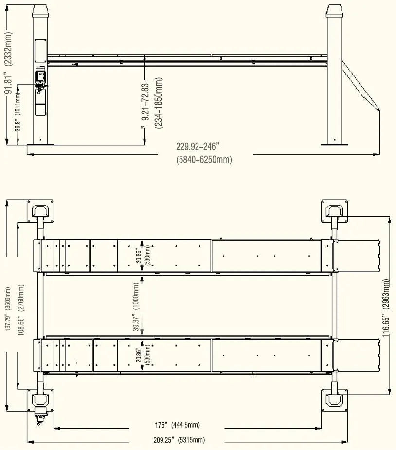 KT-4H110 Four Post Vehicle Lift 11,000lbs