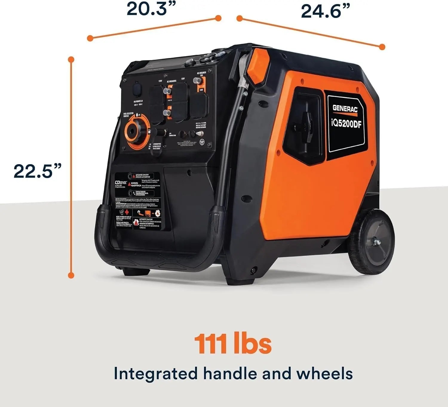 Generac iQ5200 5200W Dual Fuel Portable Inverter Generator