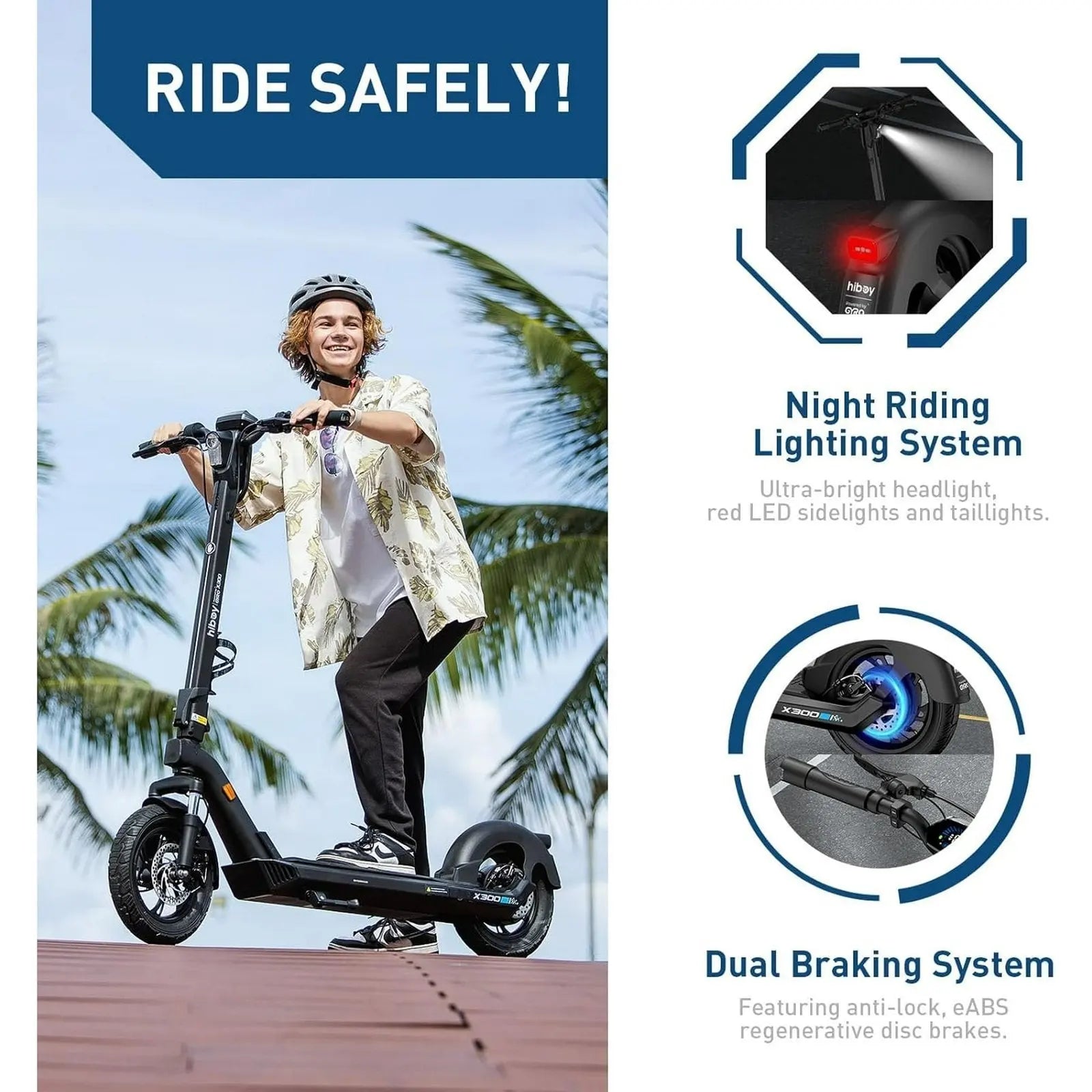 Hiboy X300 Electric Scooter, 700W Peak Motor, 12″ Pneumatic Tires, 23 Mph &amp; 38 Miles Range, Folding Commuter Electric Scooter for Adults
