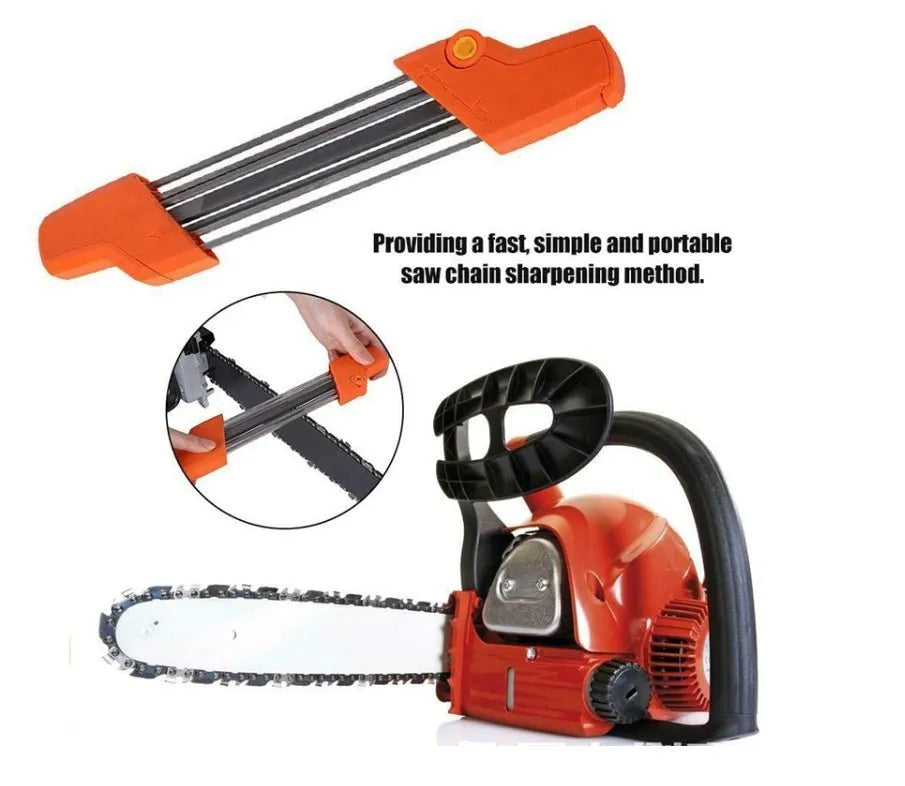Chainsaw Sharpening File Kit, Metal Chain Sharpener Tool with 13/64″ Round Files and Flat File, Fits 3/8″ &amp; .404″ Chains