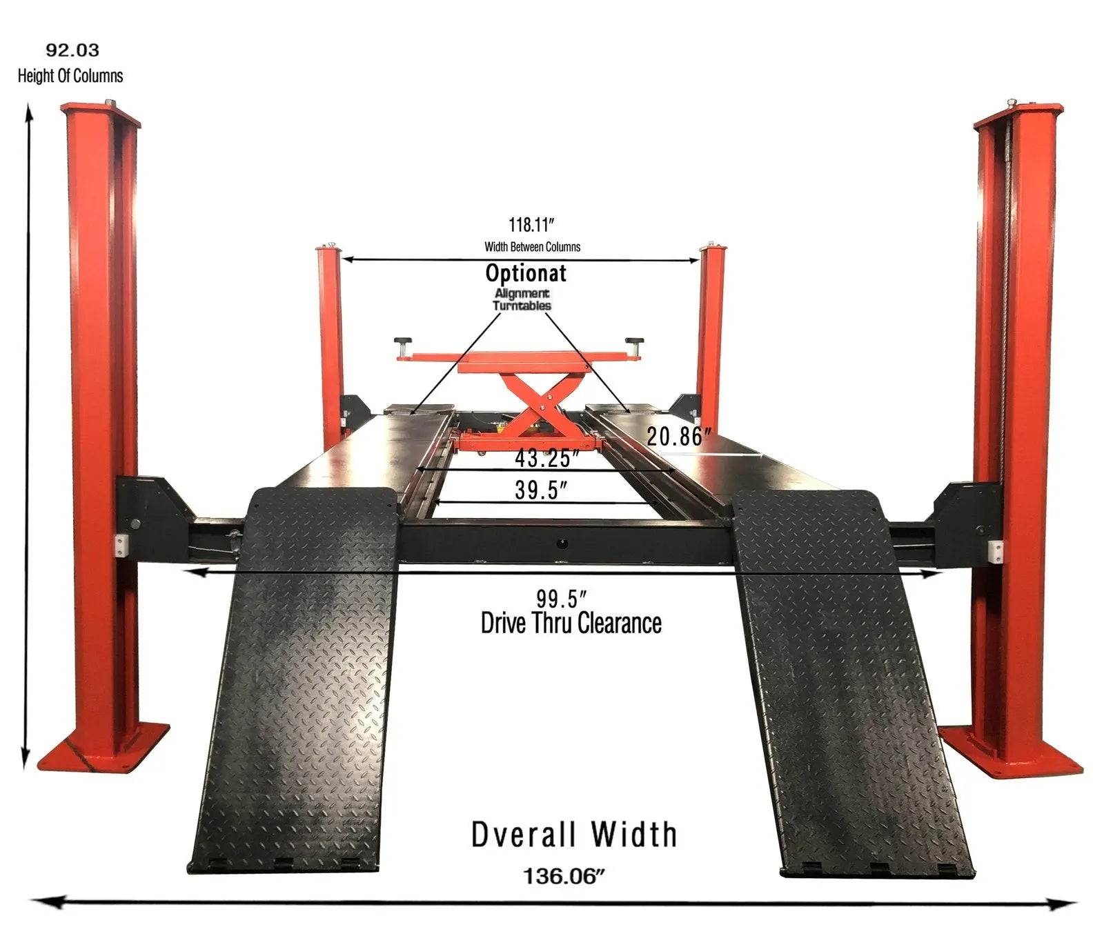 KT-4H110 Four Post Vehicle Lift 11,000lbs