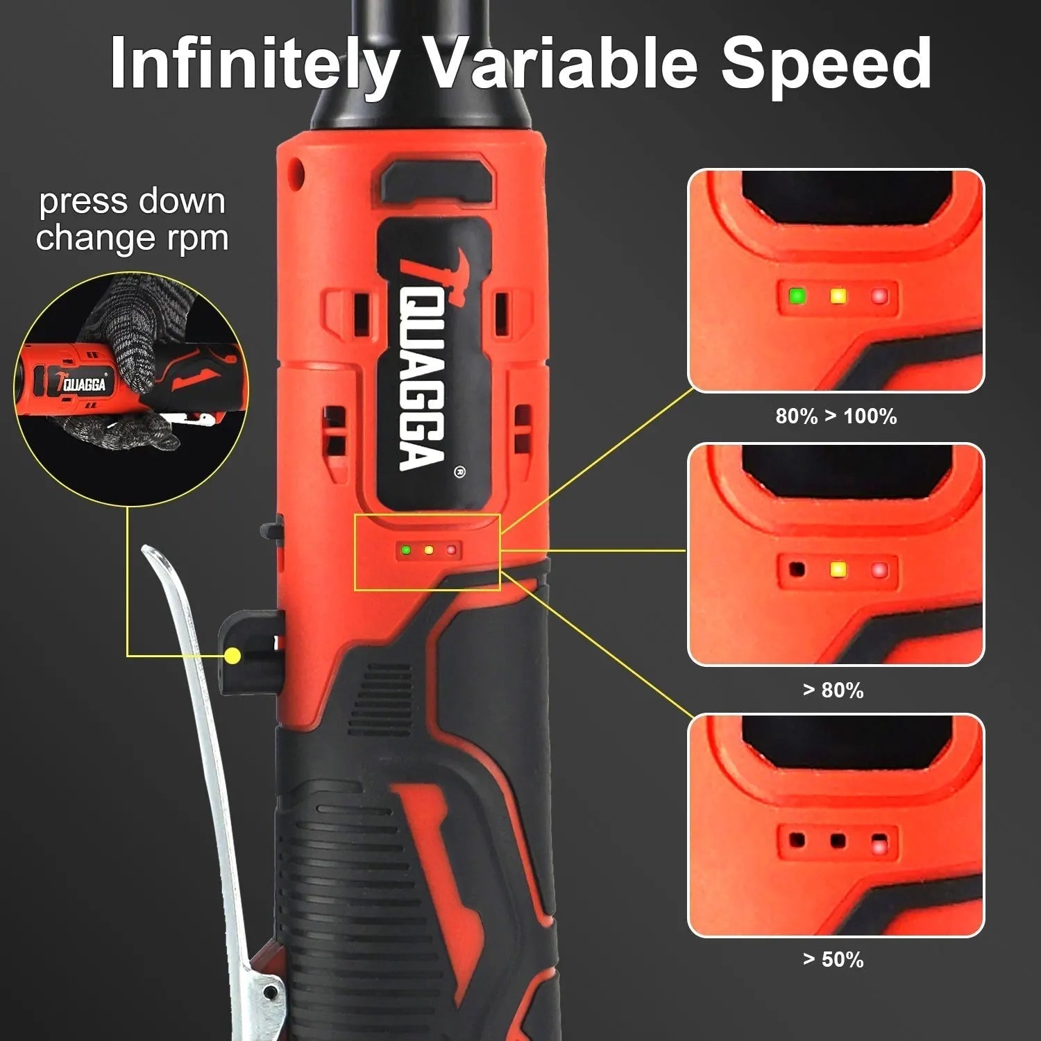 18V Cordless Electric Ratchet Wrench Set with 2 Batteries &amp; Fast Charger