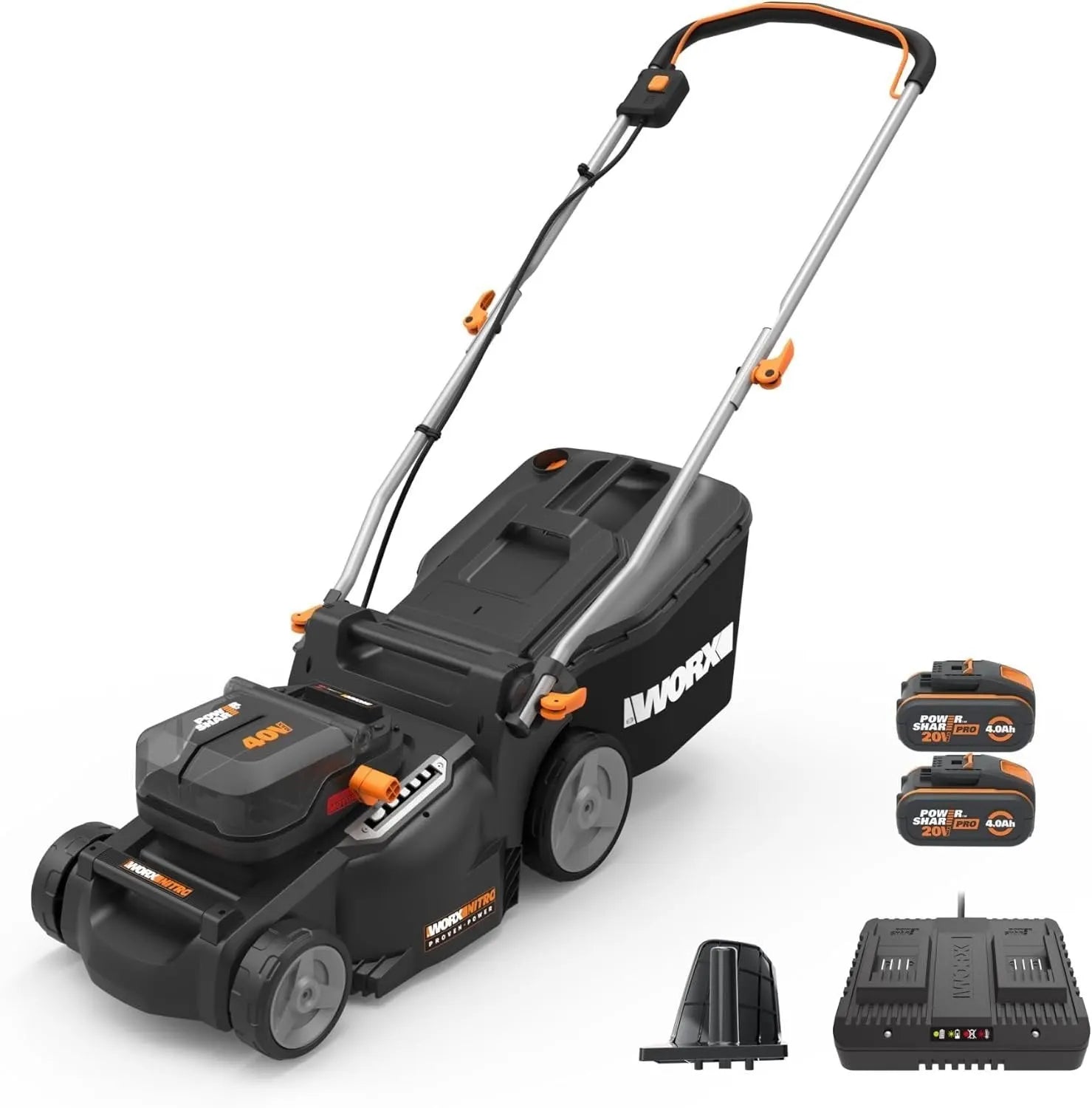 WORX Nitro 40V 16″ Cordless Lawn Mower w/Brushless Motor 2.0 &amp; Intellicut