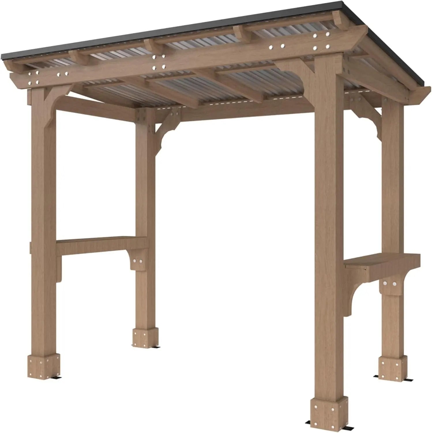 Veikous D Wooden Grill Gazebo Outdoor with Steel Roof