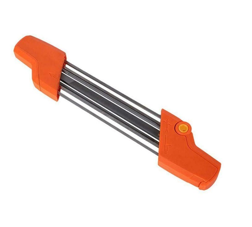 Chainsaw Sharpening File Kit, Metal Chain Sharpener Tool with 13/64″ Round Files and Flat File, Fits 3/8″ &amp; .404″ Chains – Orange