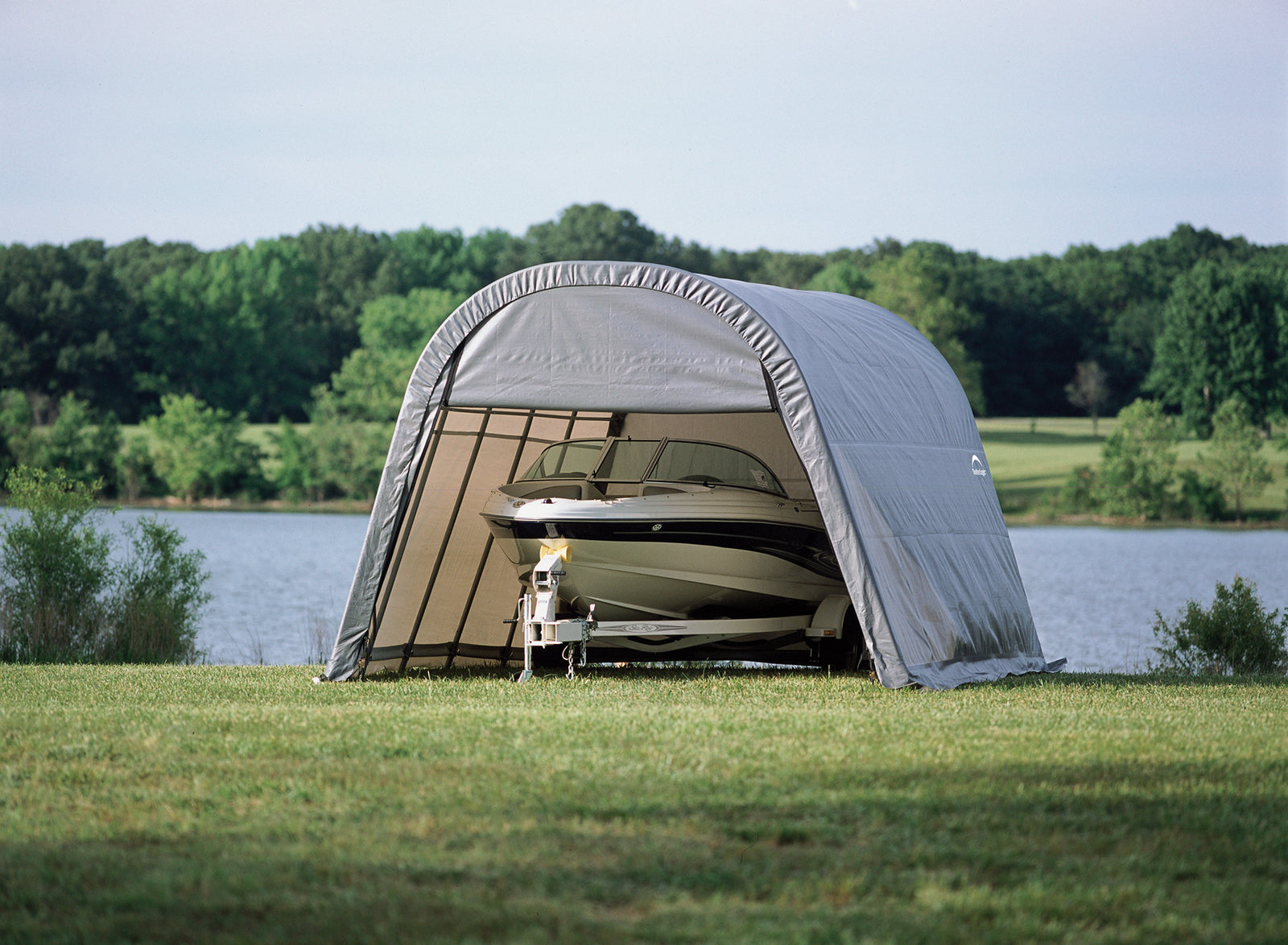 ShelterCoat Custom Round Wind and Snow Rated Shelter, 12 ft. x 20 ft. x 8 ft. Standard PE 9 oz. Gray