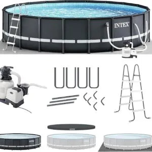 Bestway APX 365 Rectangular Swimming Pool Above Ground Outdoor Backyard Framed Pool Set
