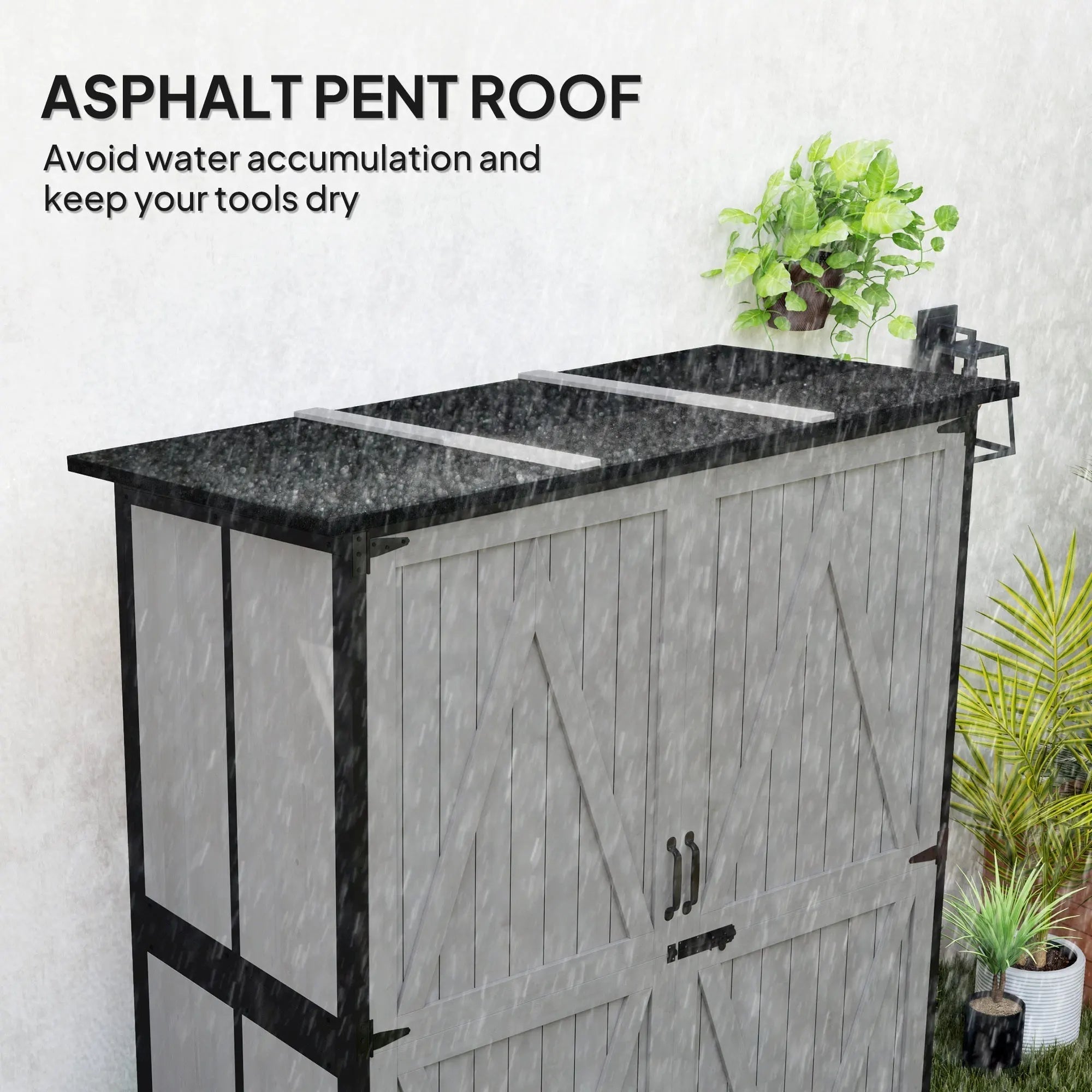 Outdoor Wooden Garden Storage Shed with Lockable Doors &amp; Shelves