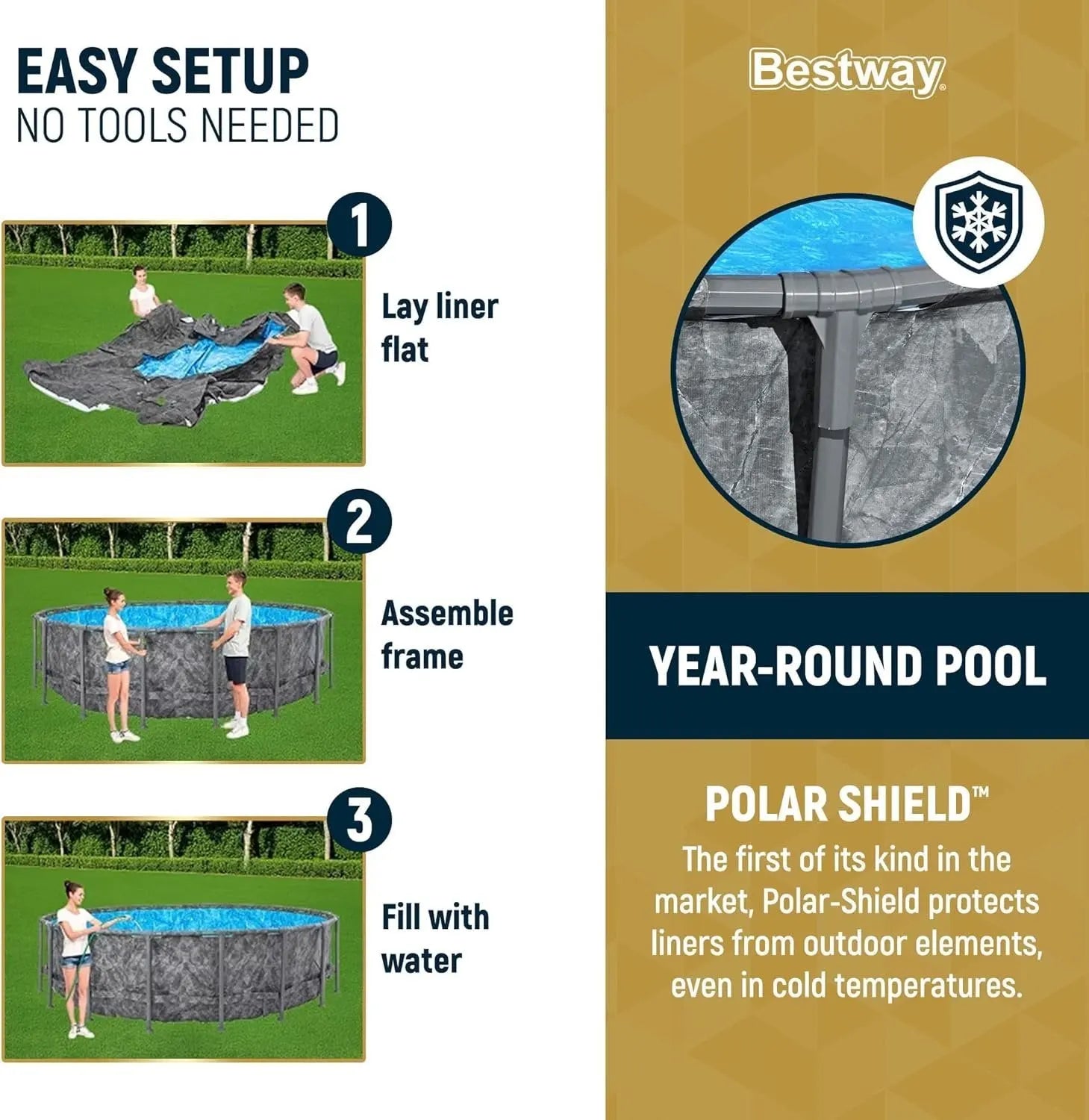 Bestway APX 365 18’x52″ Round Above Ground Swimming Pool Set with Pump &amp; Ladder