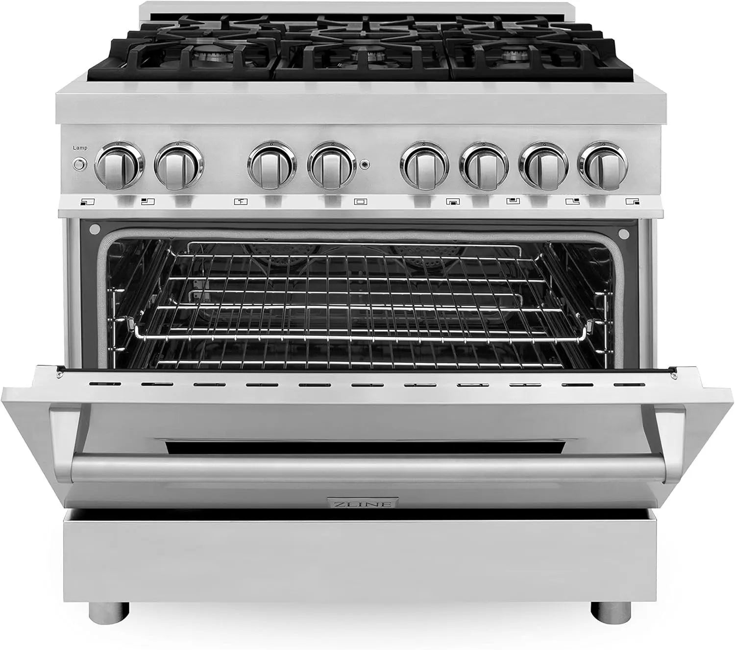 ZLINE 36 in. 4.6 cu. ft. Legacy Dual Fuel Range with 6 Burner Gas Cooktop and Electric Convection Oven in Stainless Steel (RA36)