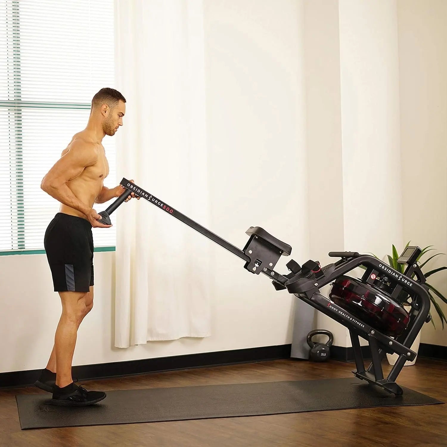 Sunny Health and Fitness Obsidian Surge Water Rowing Machine