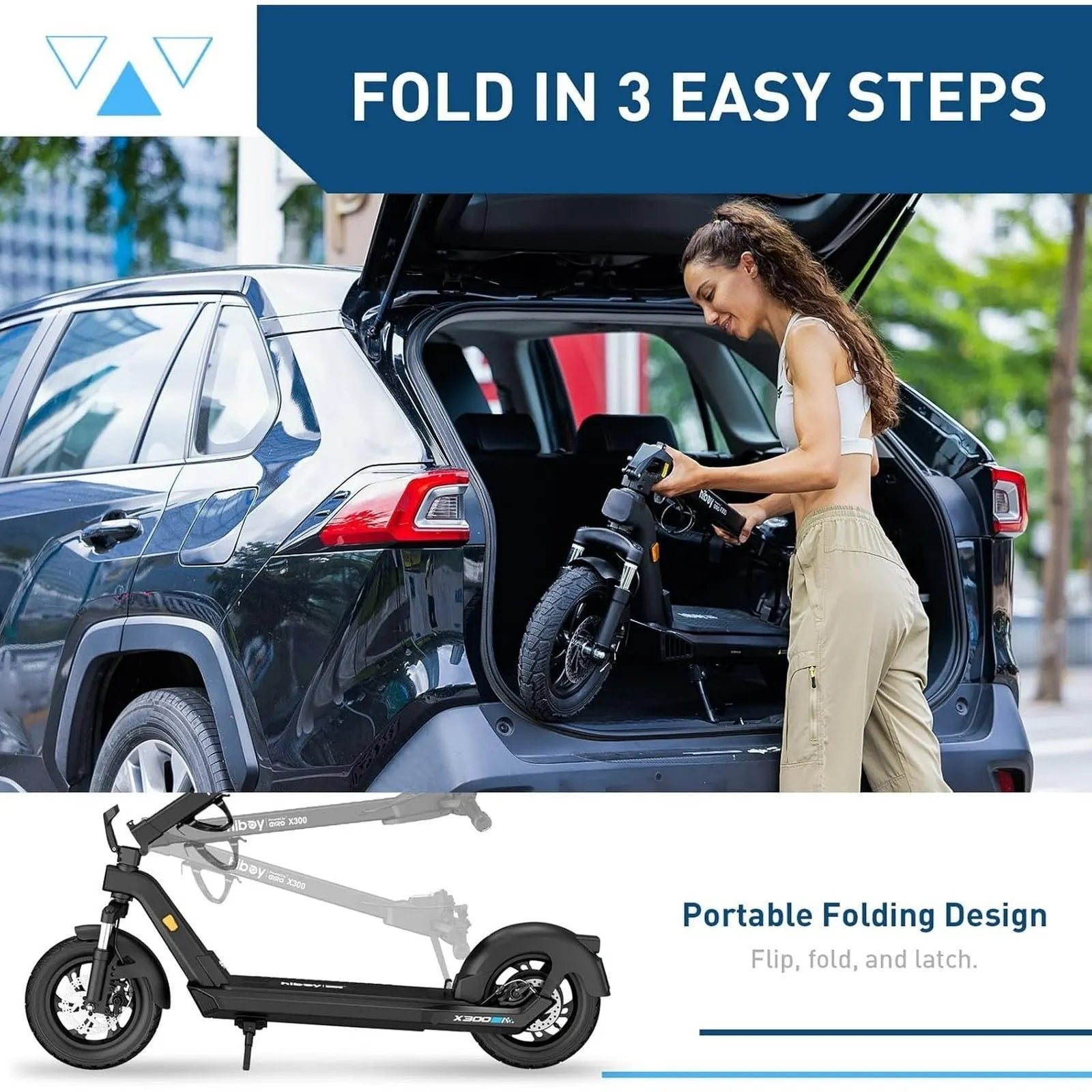 Hiboy X300 Electric Scooter, 700W Peak Motor, 12″ Pneumatic Tires, 23 Mph &amp; 38 Miles Range, Folding Commuter Electric Scooter for Adults