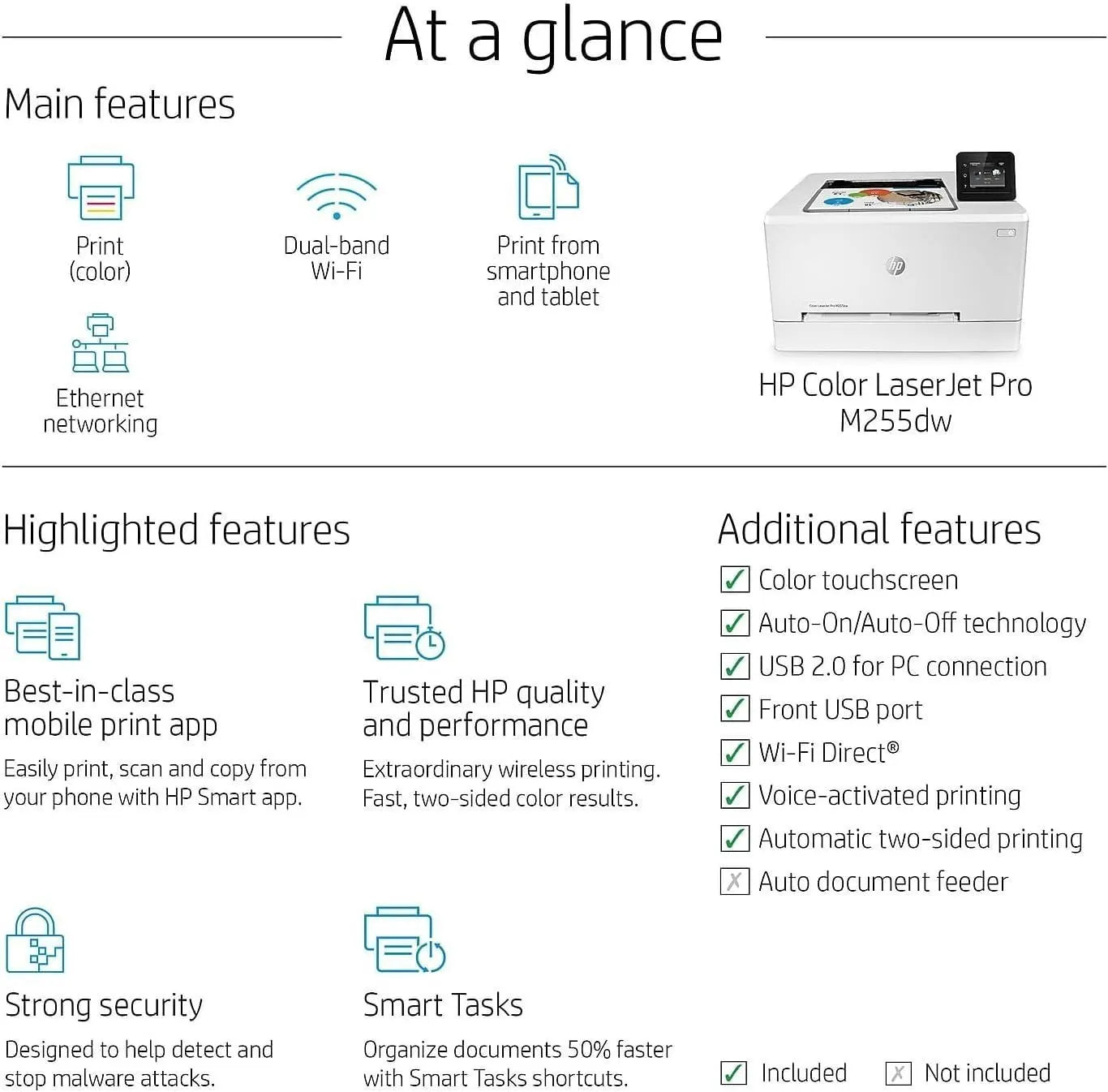 Hp Color Laserjet Pro M255dw Wireless Laser Printer