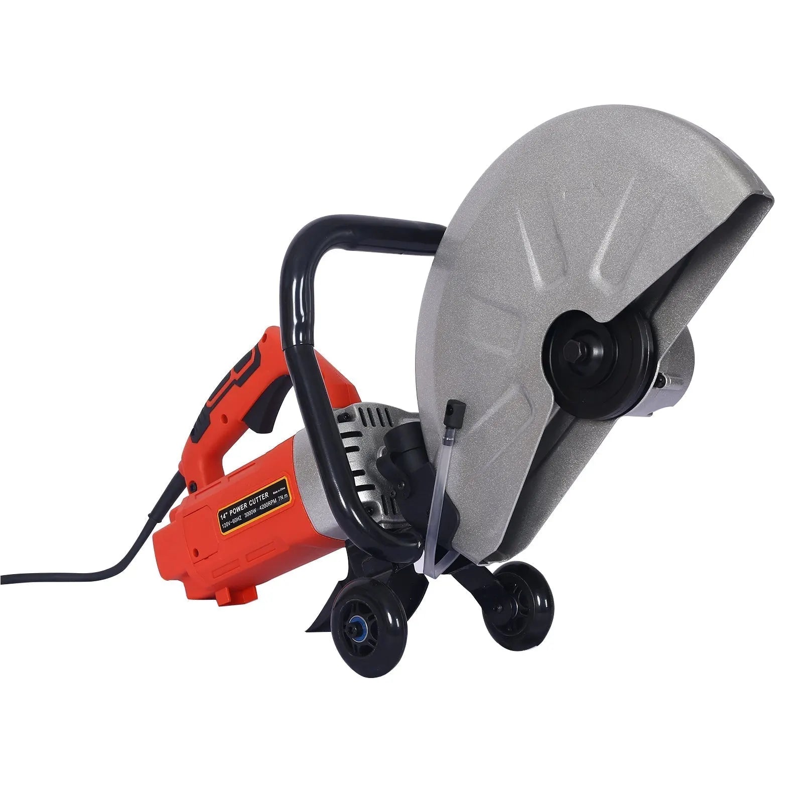 Electric 14″ Wet/Dry Concrete Cut-Off Saw with Guide Roller &amp; Water Line Attachment