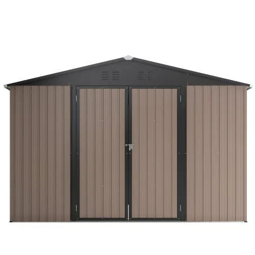 10′ X 10′ Metal Storage Shed For Ourdoor, Steel Yard Shed With Design Of Lockable Doors