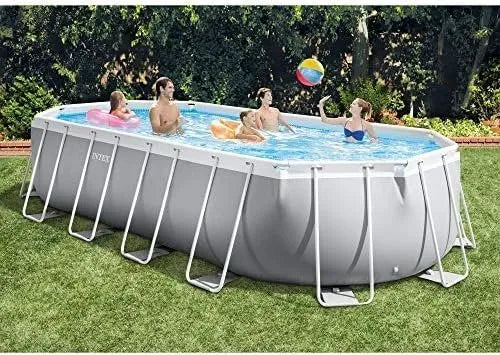 INTEX 26797EH Prism Frame Premium Oval Above Ground Swimming Pool Set: 20ft x 10ft x 48in – Includes 1500 GPH Cartridge Filter Pump – Removable Ladder – Pool Cover – Ground Cloth