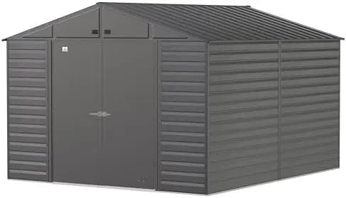Arrow Select 10′ x 12′ Outdoor Lockable Steel Storage Shed Building, Charcoal