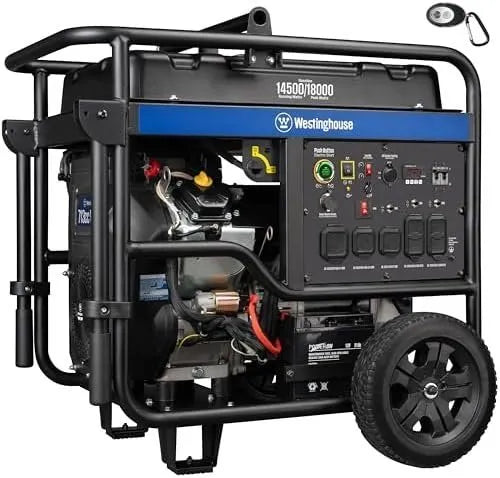 Westinghouse 18000 Peak Watt Home Backup Portable Generator, Remote Electric Start, Transfer Switch Ready 30A &amp; 50 Outlets, Gas Powered, CO Sensor