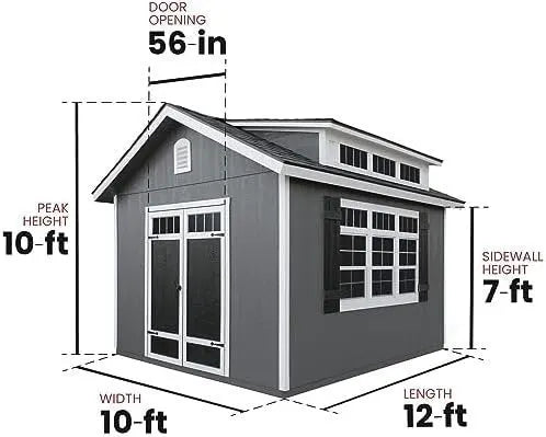 Handy Home Products Windemere 10×12 Do-it-Yourself Wooden Storage Shed with Floor, Beige