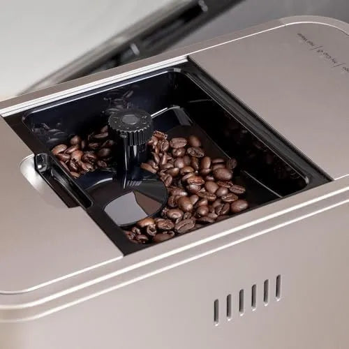 Café Affetto Automatic Espresso Machine + Milk Frother | Built-In &amp; Adjustable Espresso Bean Grinder | One-Touch Brew in 90 Seconds | Steel Silver, 1.2 Liter, (C7CEBBS2RS3)