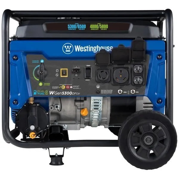 Westinghouse WGen5300DFcv – 5300 Watt Dual-Fuel Portable Generator w/ RV Outlet &amp; CO Sensor (49-State)