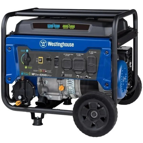 Westinghouse WGen5300DFcv – 5300 Watt Dual-Fuel Portable Generator w/ RV Outlet &amp; CO Sensor (49-State)