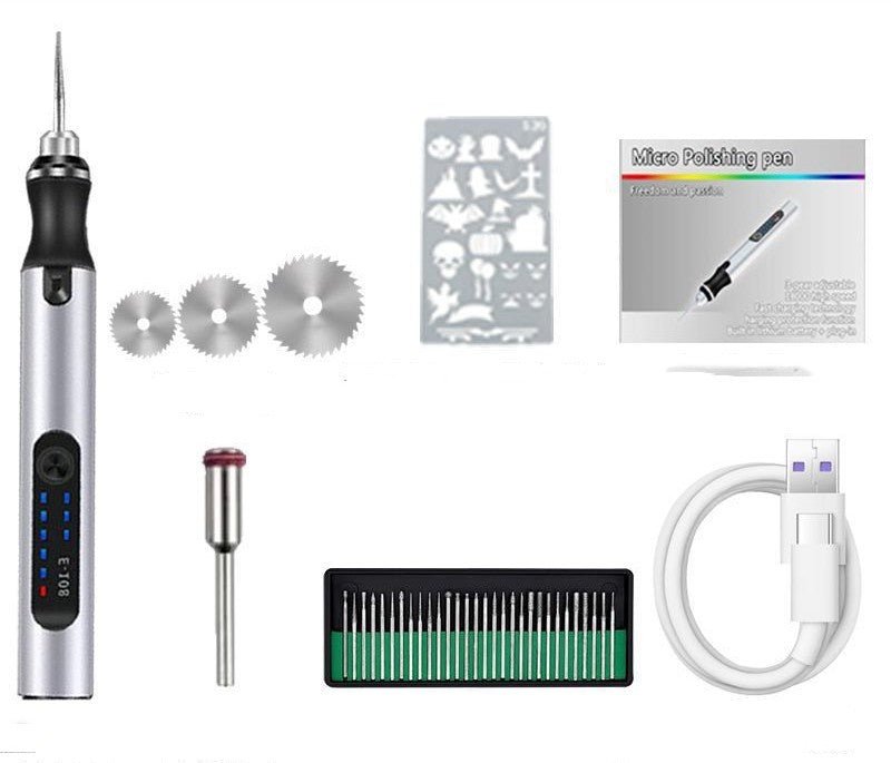 Wireless Jade Carving Machine Polishing Engraving Tool Electric Polishing Pen – Silver