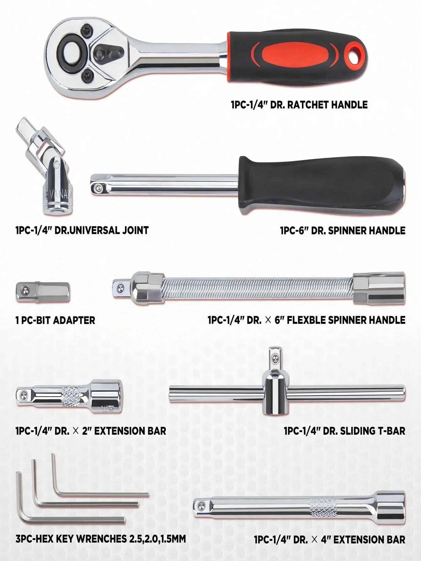 Part-driven Socket Claw Ratchet Wrench Tool Set, With Drill Socket Set Metric