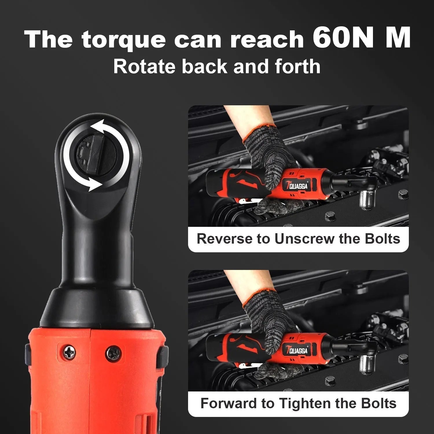 18V Cordless Electric Ratchet Wrench Set with 2 Batteries &amp; Fast Charger