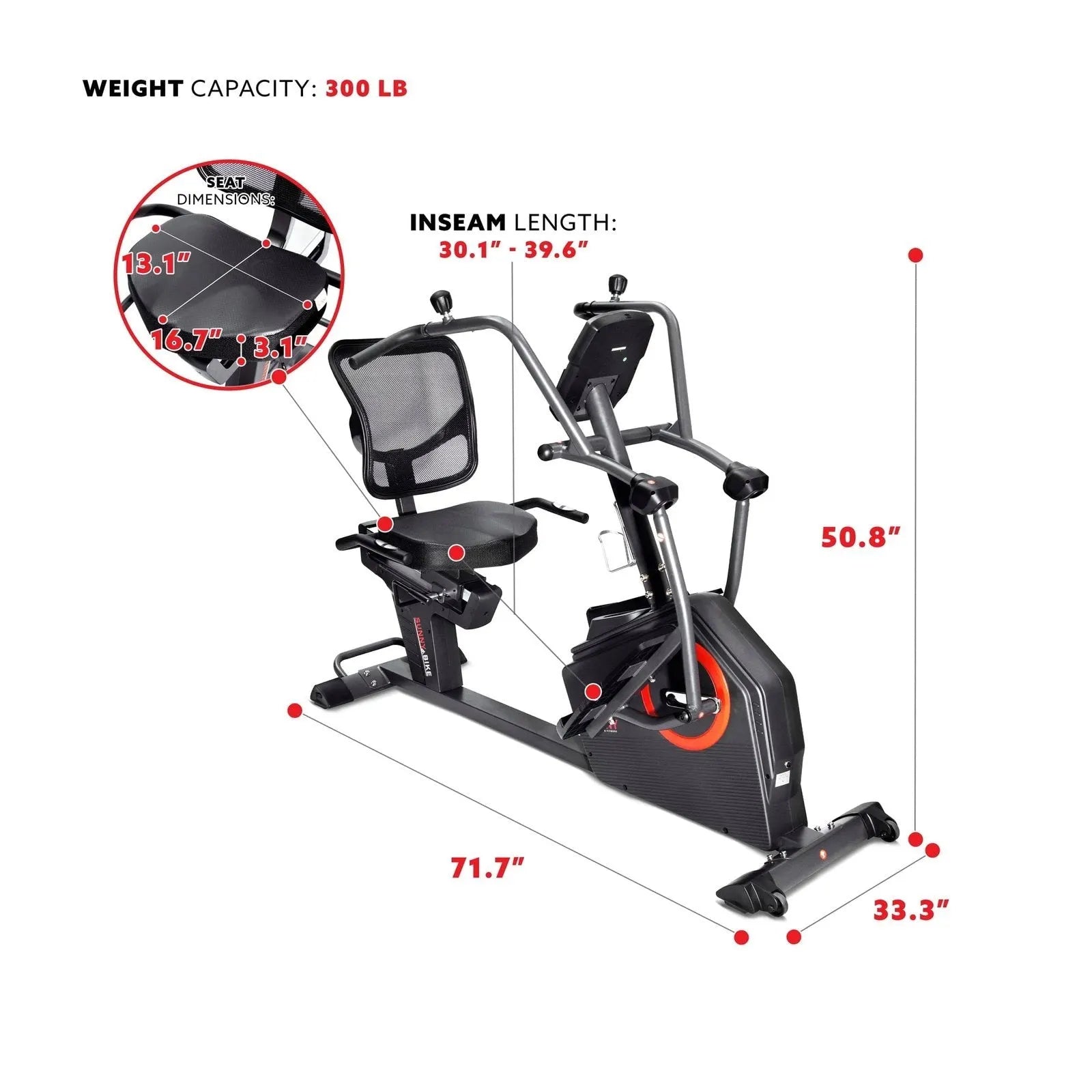 Sunny Health &amp; Fitness Smart Recumbent Cross Trainer Elliptical Exercise Bike