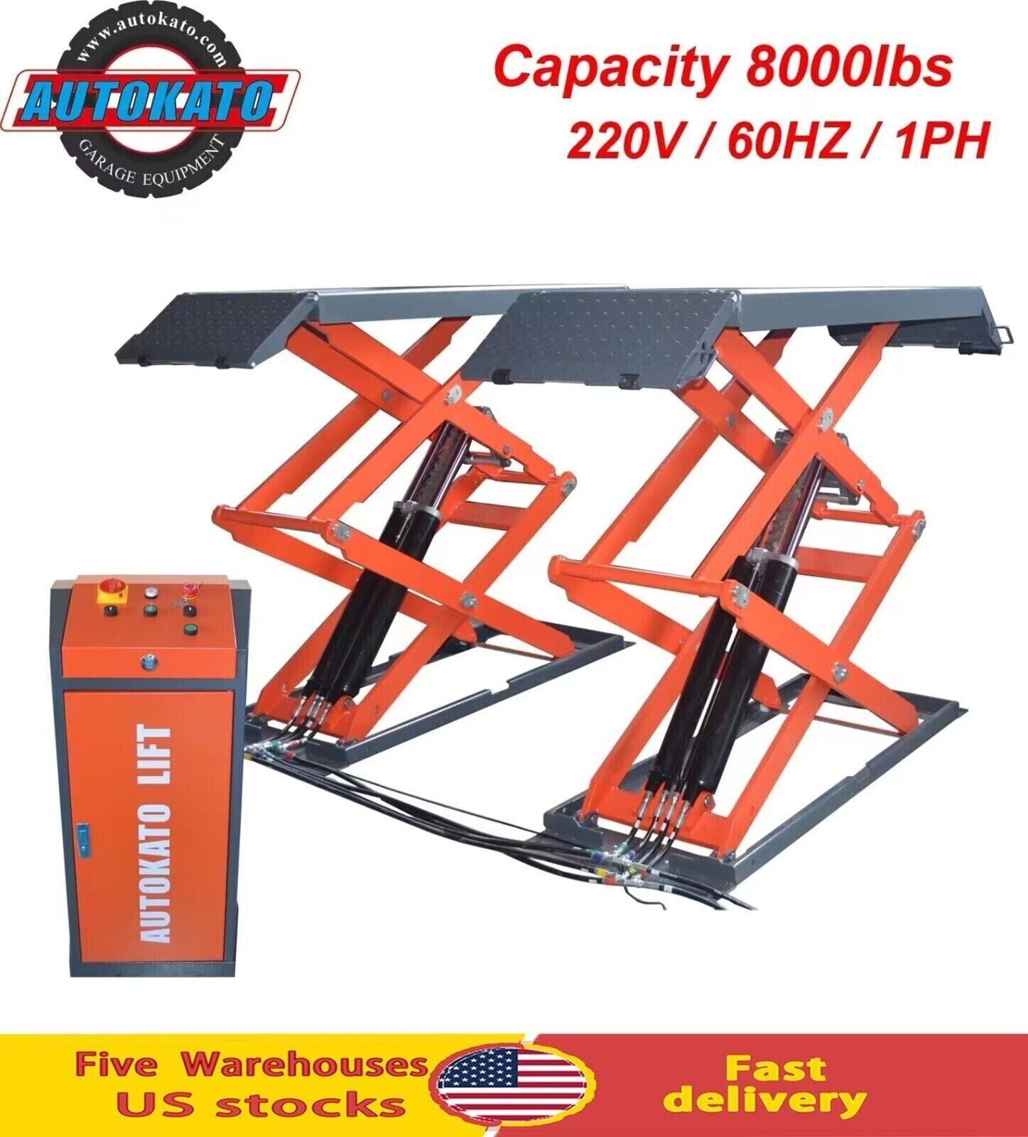 Stratus Commercial Grade On-Ground or In-Ground Mount Low Profile Full Rise Scissor Car Lift