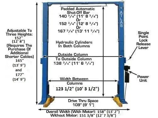 Atlas 15,000 lb Overhead 2-Post Lift