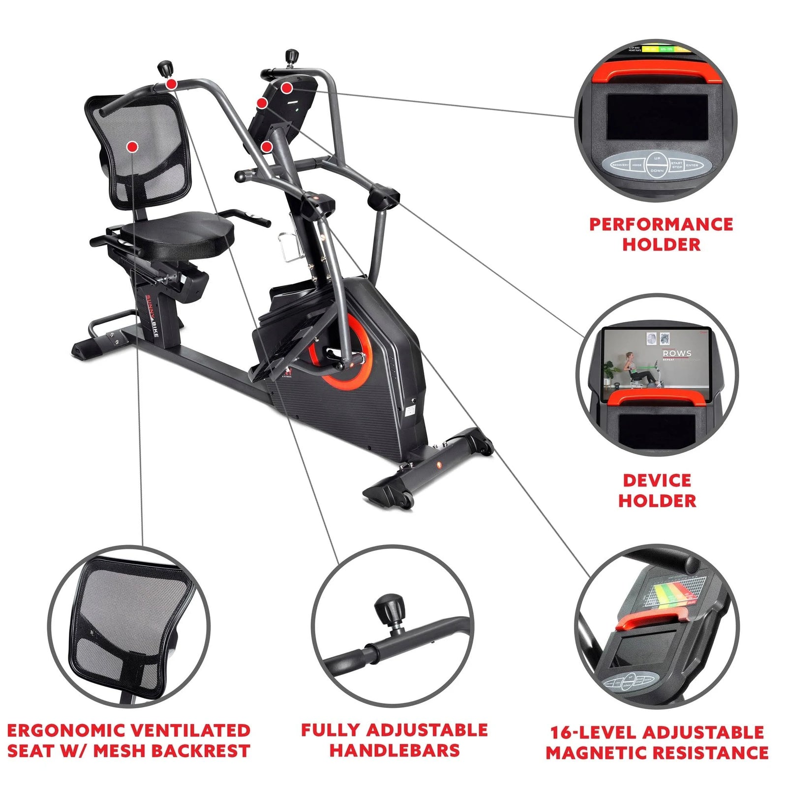 Sunny Health &amp; Fitness Smart Recumbent Cross Trainer Elliptical Exercise Bike – SF-RB4886 SMART