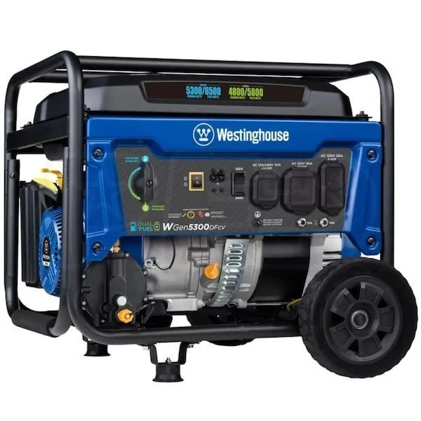 Westinghouse WGen5300DFcv – 5300 Watt Dual-Fuel Portable Generator w/ RV Outlet &amp; CO Sensor (49-State)
